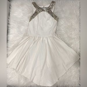 Windsor Ivory Backless Sequin Halter Mini Dress Size S